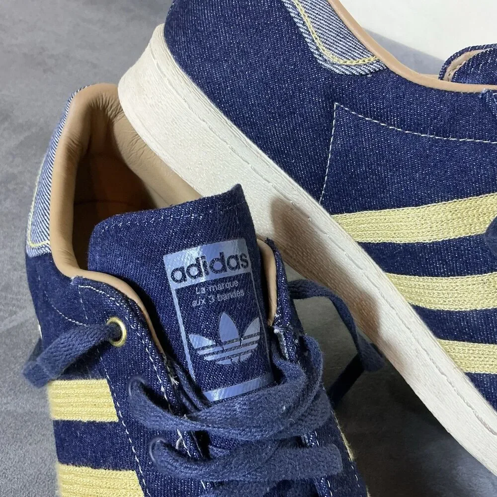 Adidas Originals Superstar 82 Men’s 14 M Denim Gold Thread Leather Lined UK 13.5